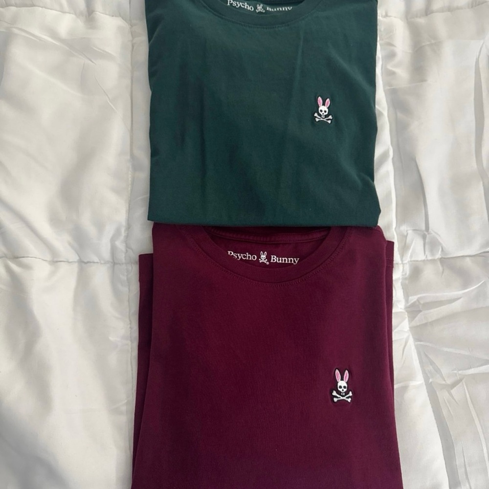 Psycho Bunny Burgundy and Green Tees